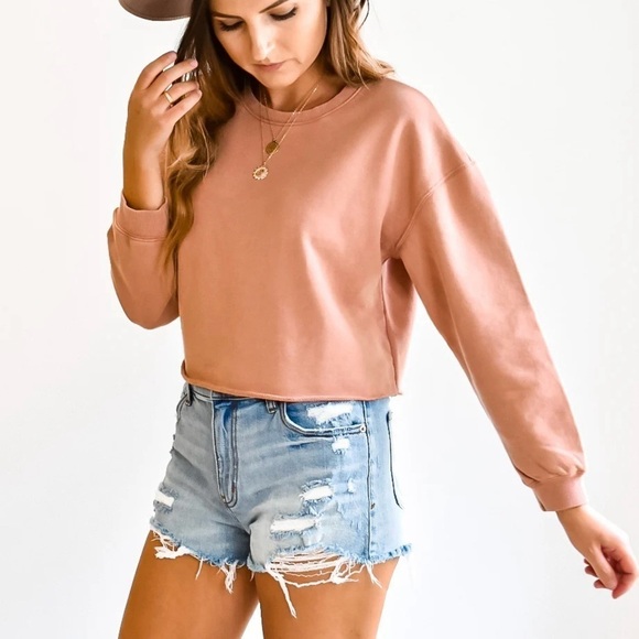 GENTLE FAWN Ryder Dusty Rose Cropped Sweatshirt, Size XS - Picture 1 of 8
